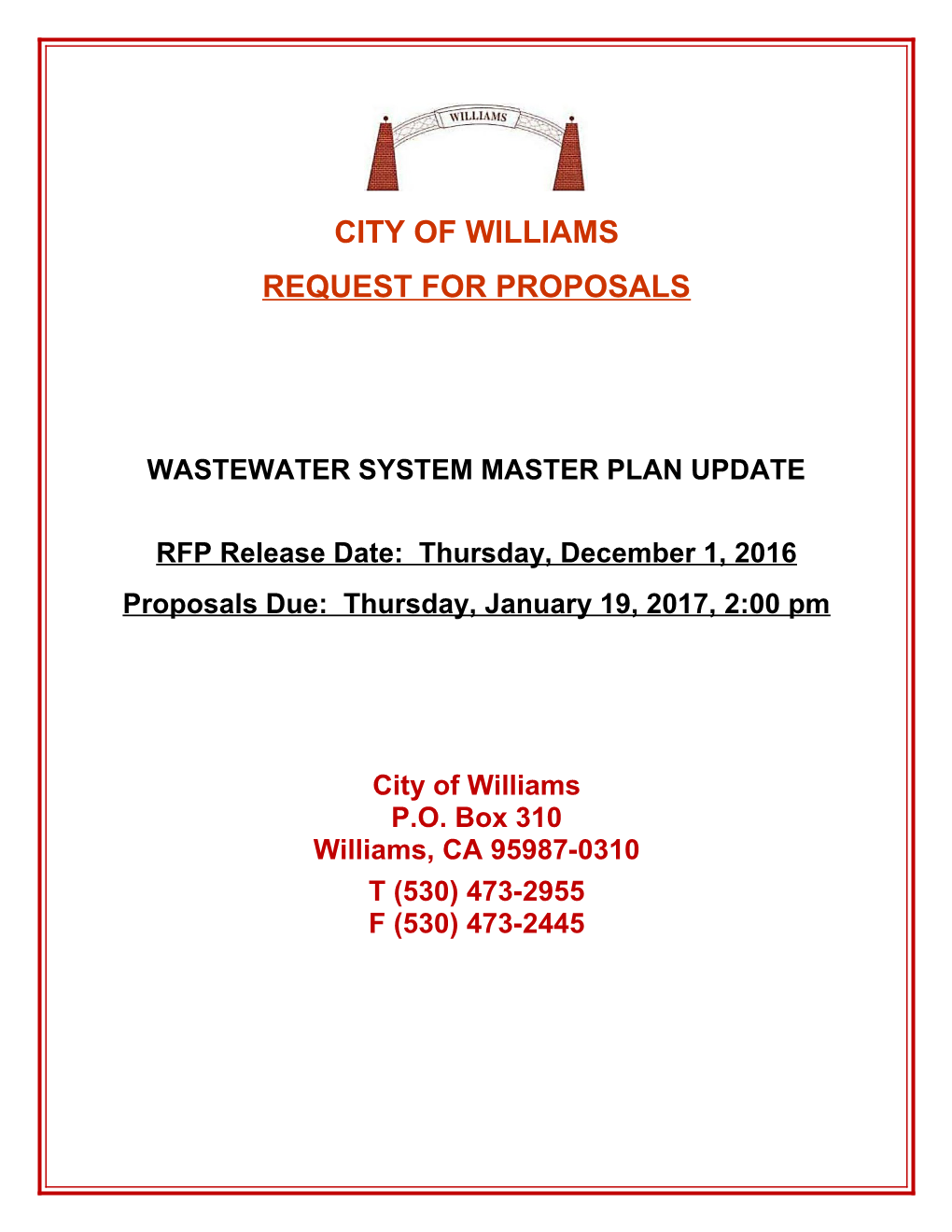 Wastewater System Master Plan Update