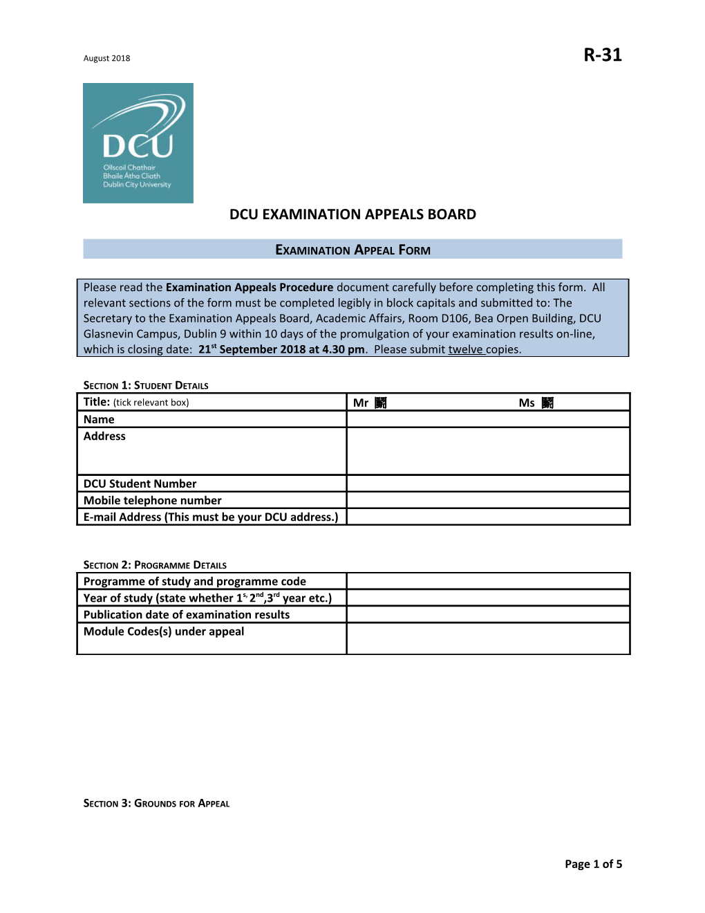 DCU Examination Appeals Board