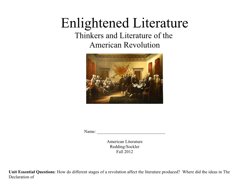 Thinkers and Literature of The
