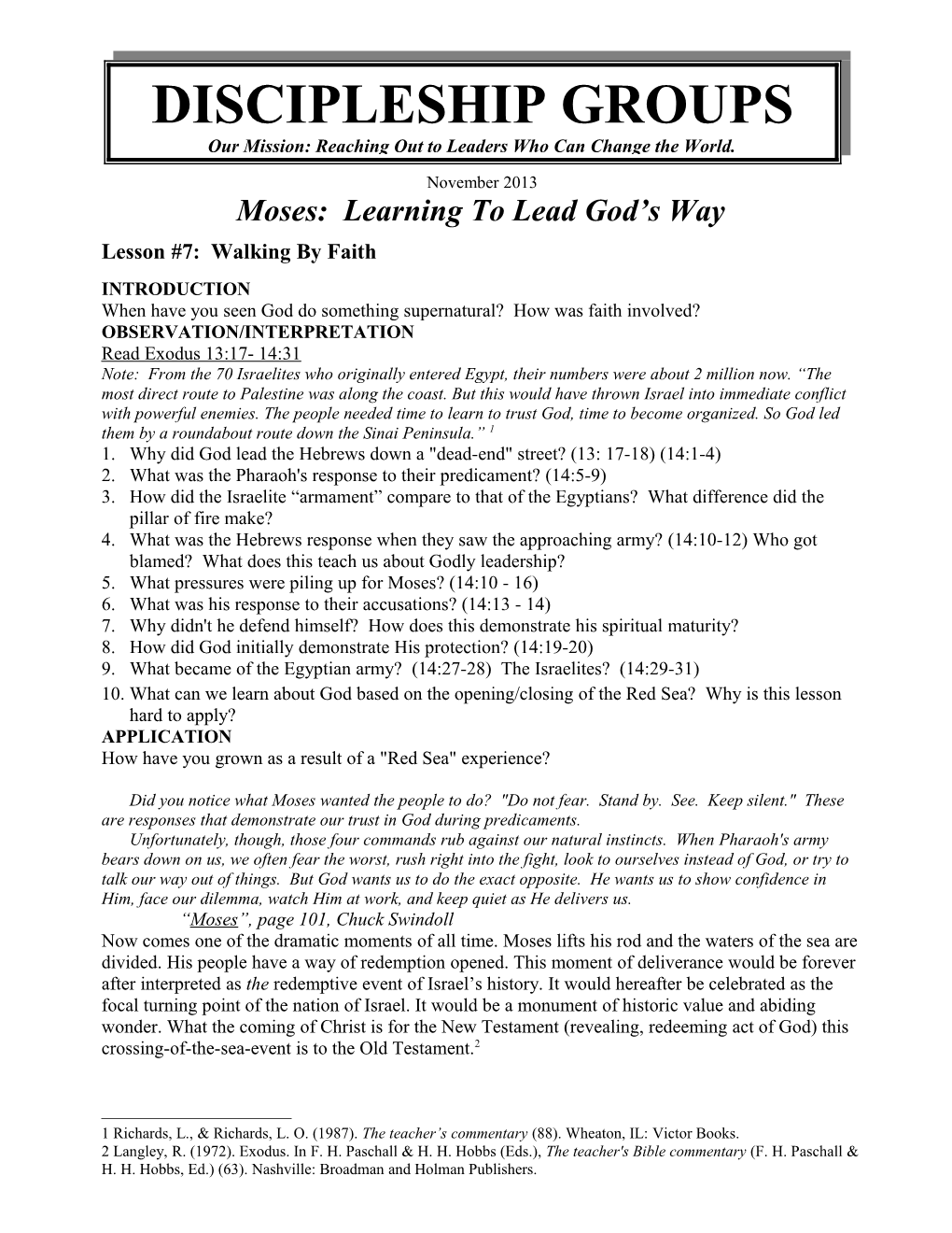 Moses: Learning to Lead God S Way