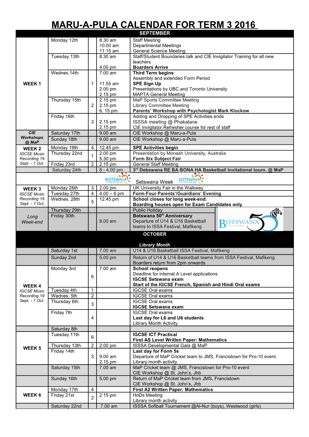 Maru-A-Pula Calendar for Term 3 2016