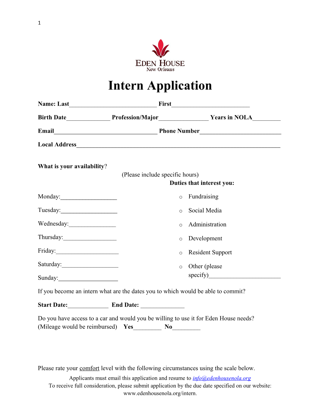 Intern Application