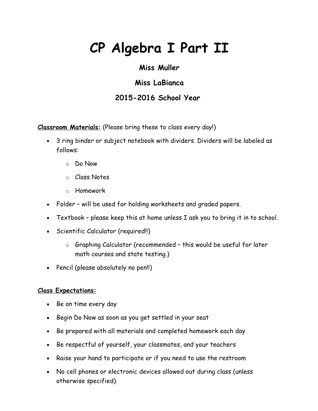 CP Algebra I Part II s1