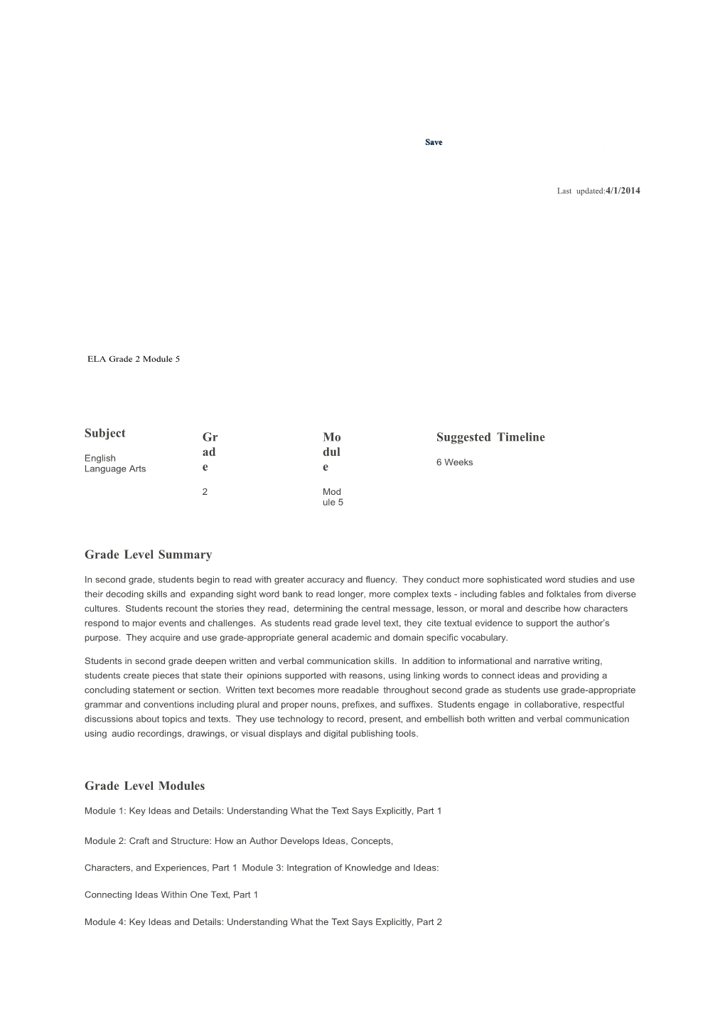 Save Close Edit Curriculum Map Data