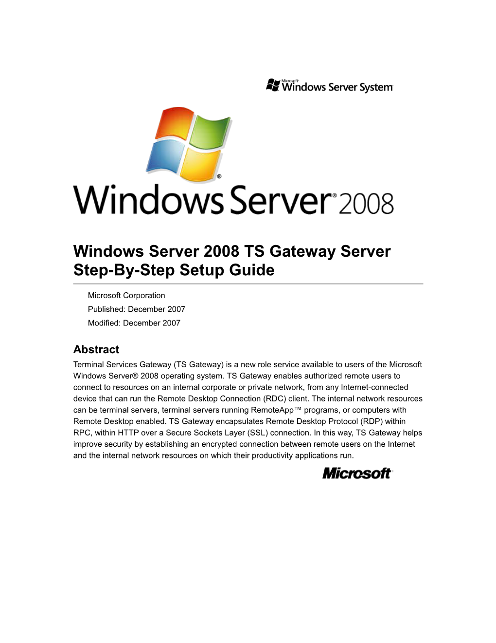 Windows Server 2008 TS Gateway Server Step-By-Step Setup Guide