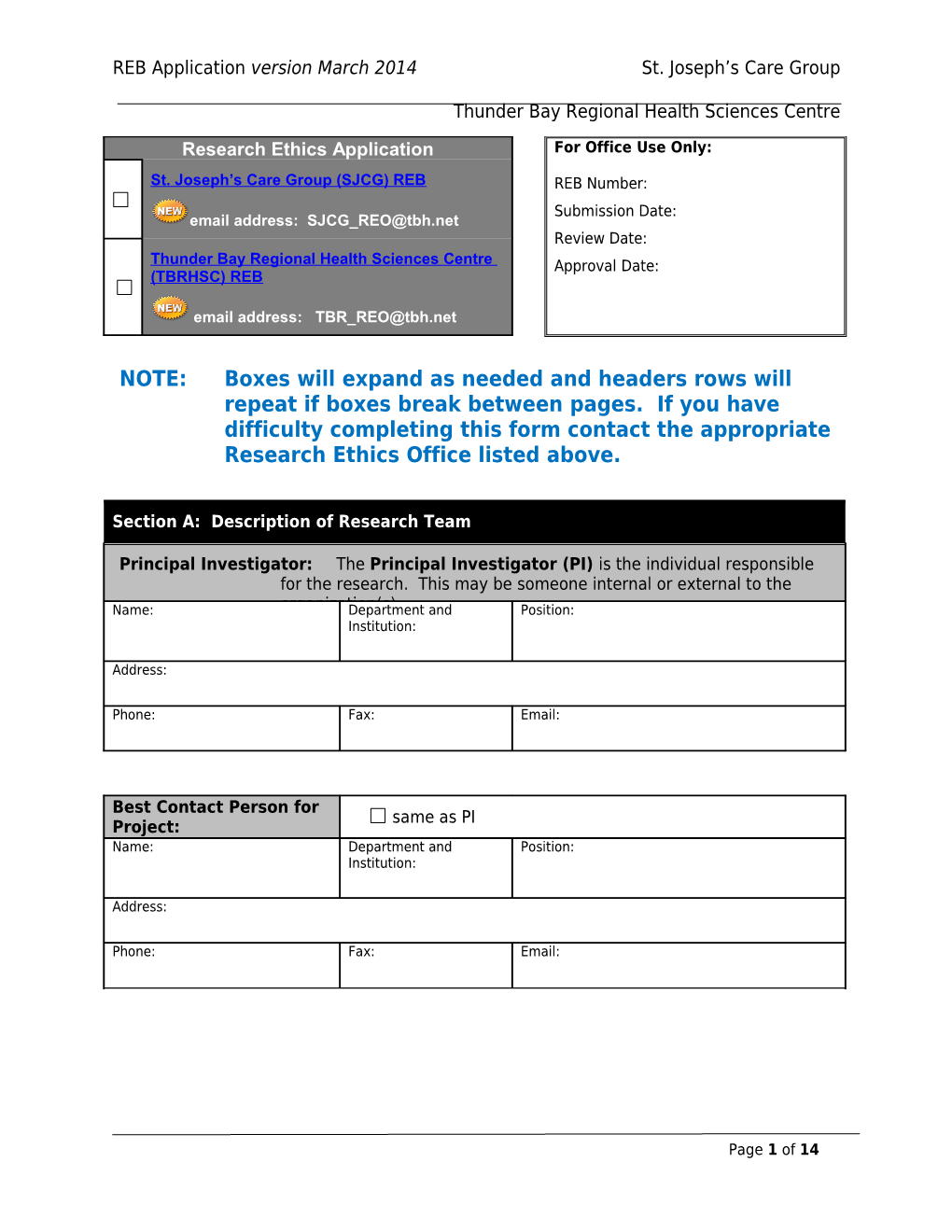 FORM a - Research Ethics Application