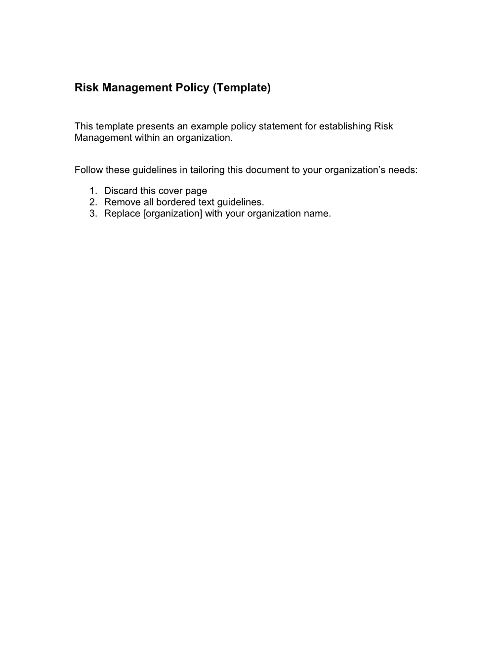 Risk Management Policy Statement