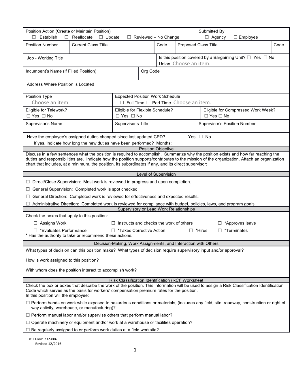 WSDOT Position Description