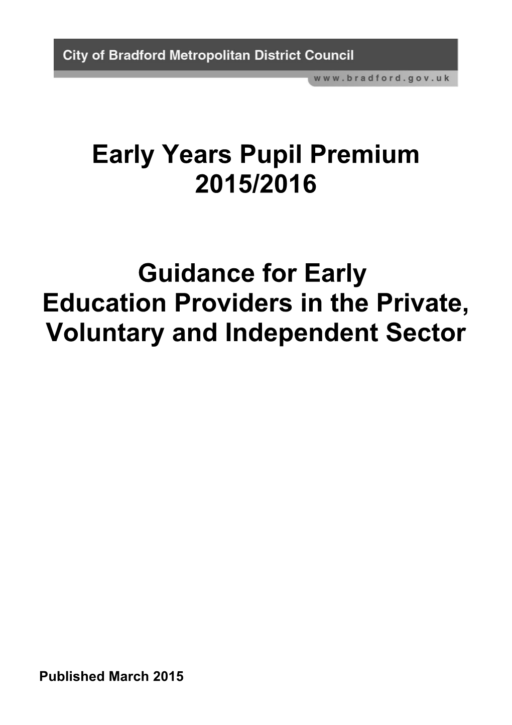 Early Years Pupil Premium 2015/2016
