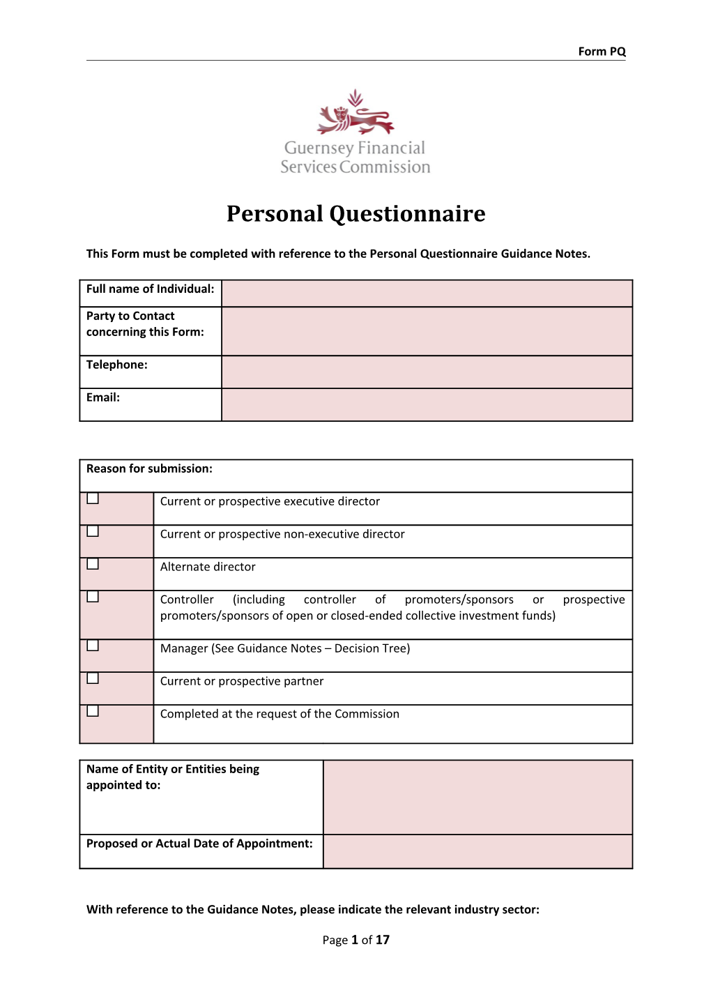 Personal Questionnaire