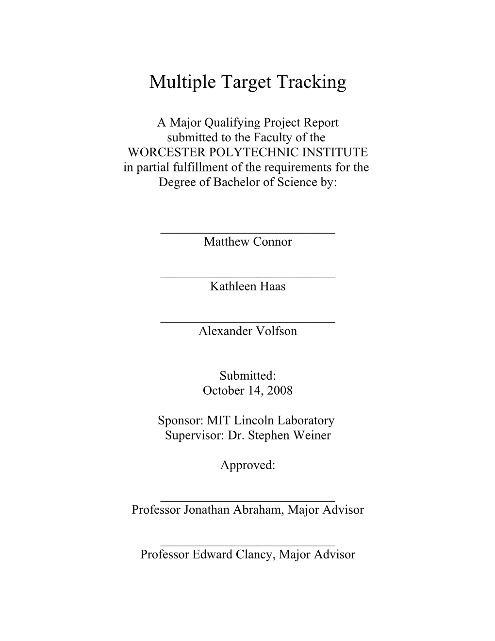 Multiple Target Tracking