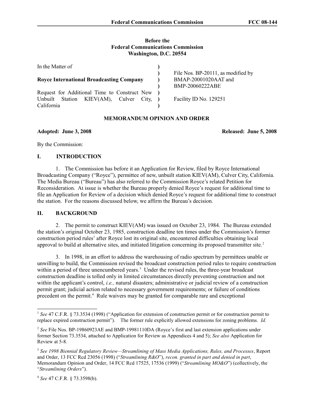 Federal Communications Commissionfcc 08-144