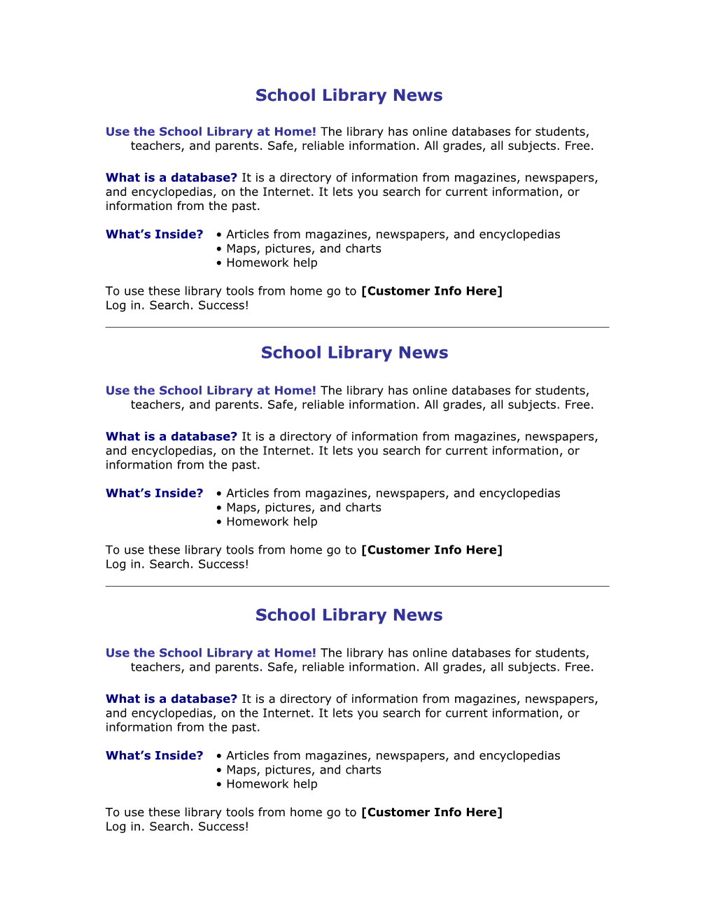 School Library News