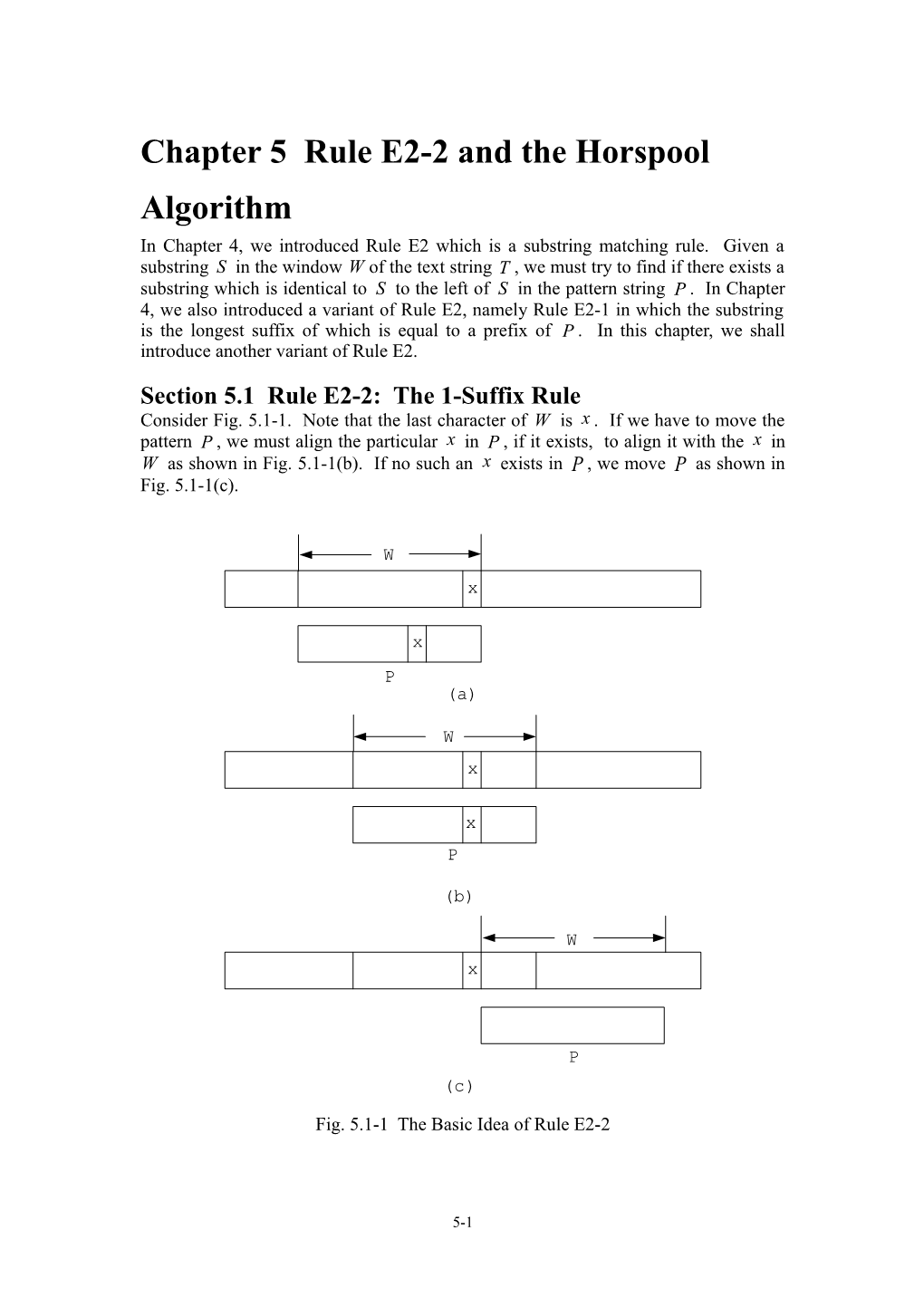 Chapter 5 Rule E2-2 and the Horspool Algorithm
