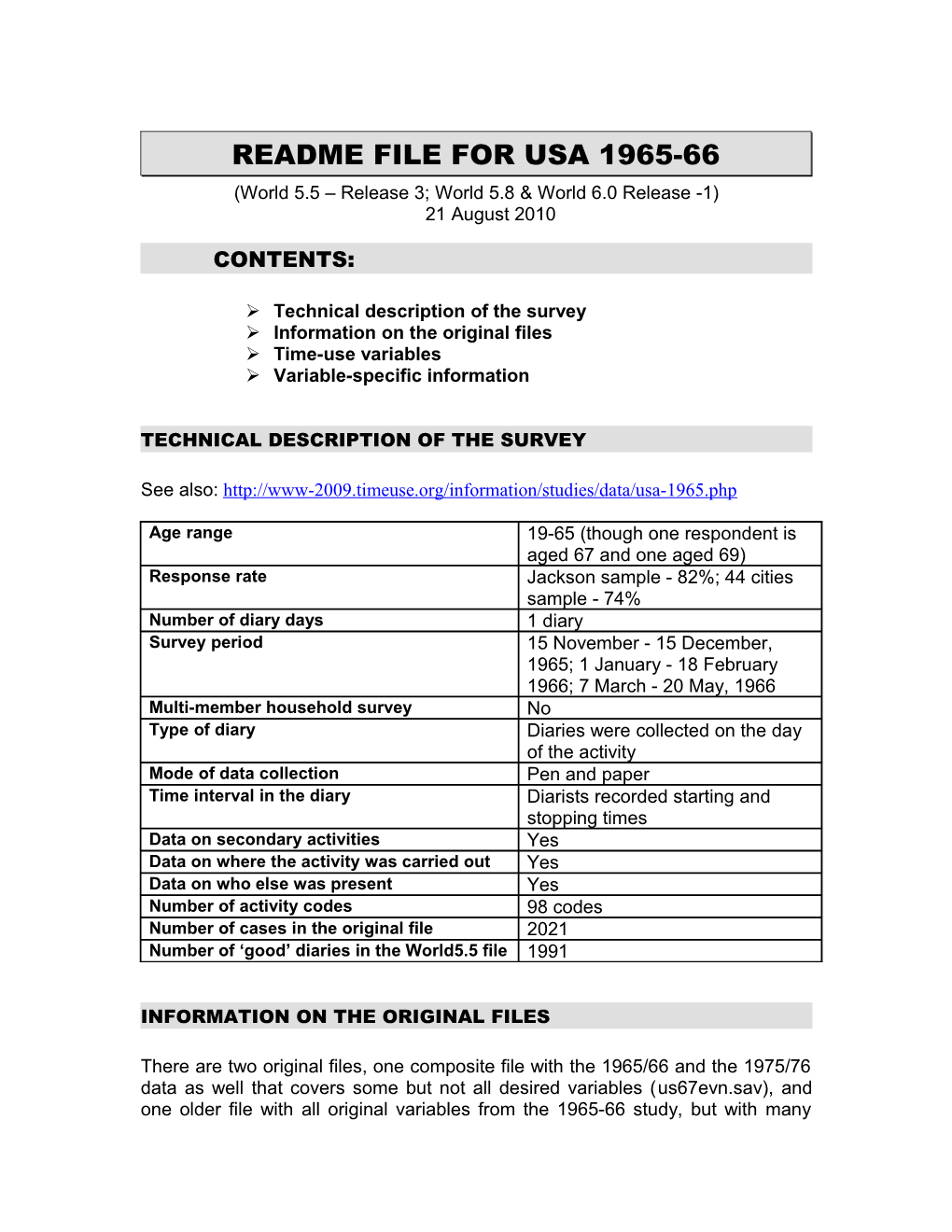 Readme File for USA 1965-66