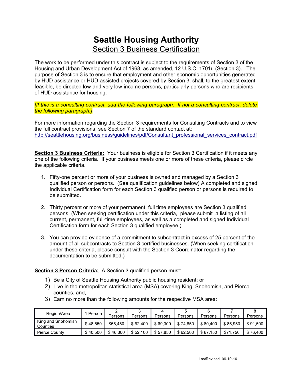 Section 3 Business Certification
