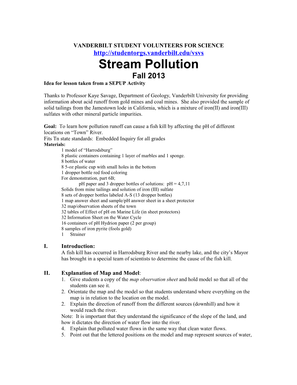 Pollution in the Town Creek
