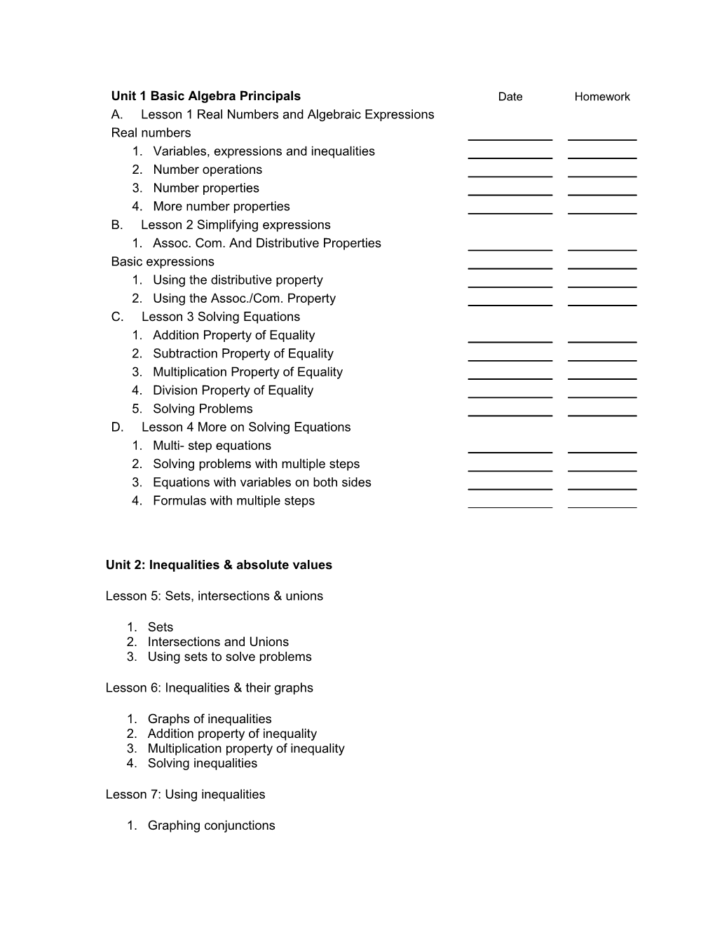 Unit 2: Inequalities & Absolute Values