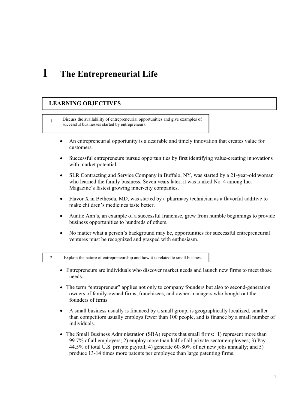 Chapter 1 the Entrepreneurial Life 13
