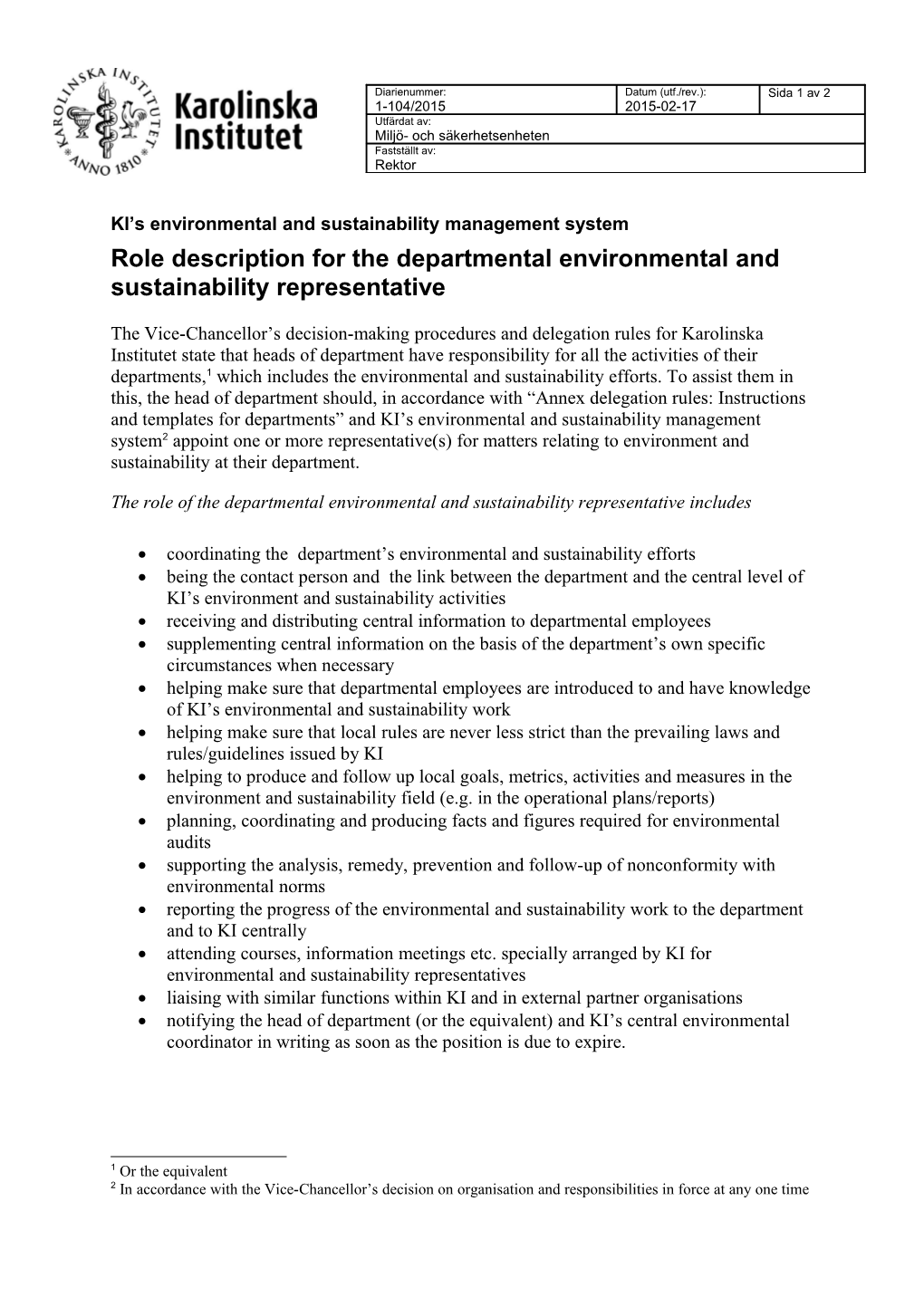 KI S Environmental and Sustainability Management System