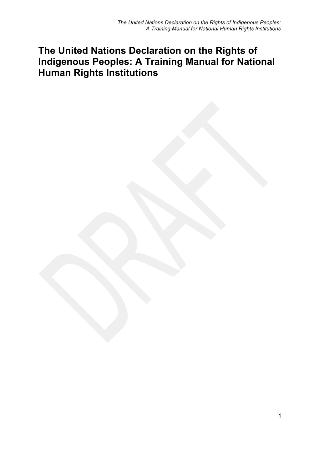 A Training Manual for National Human Rights Institutions