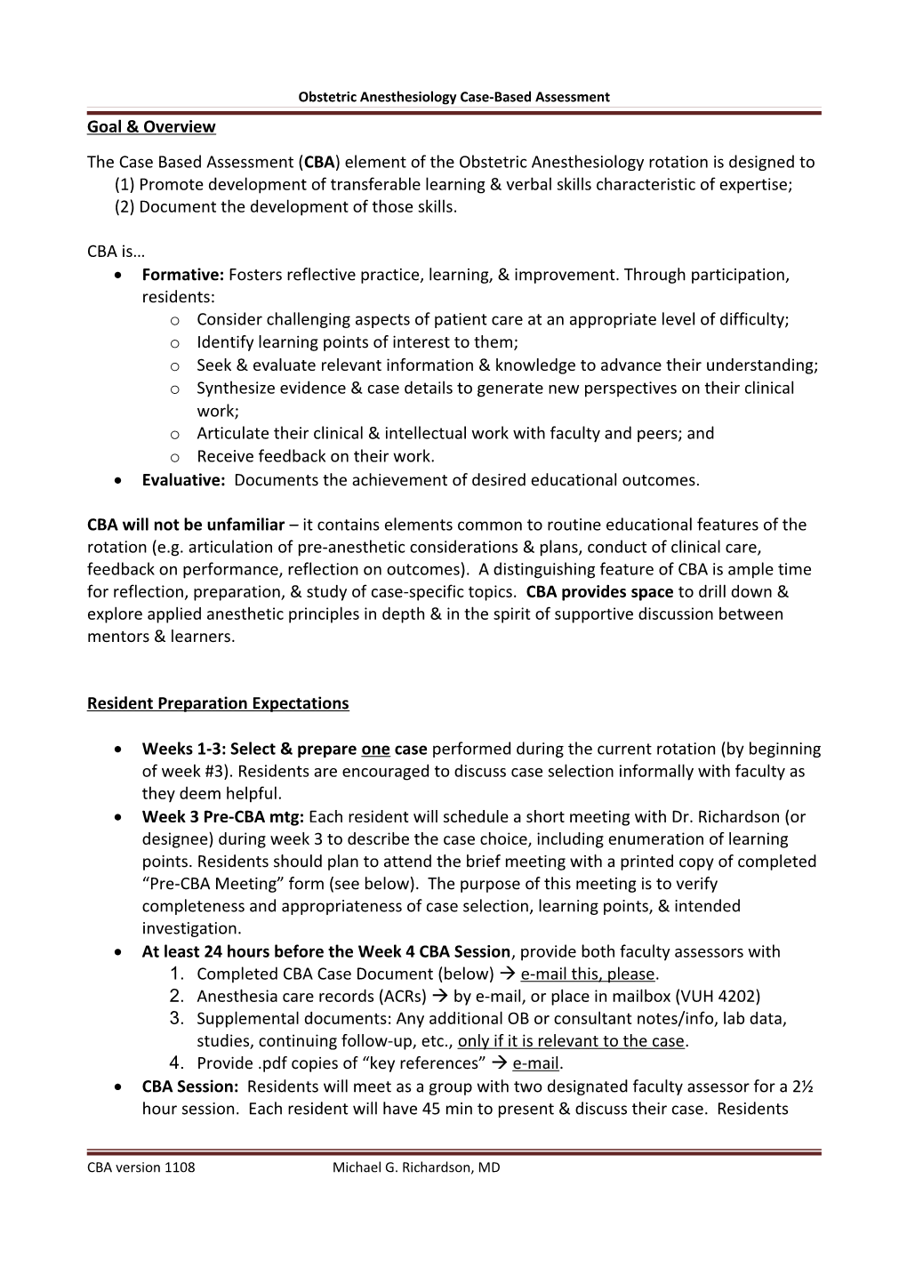 Obstetric Anesthesiology Case-Based Assessment