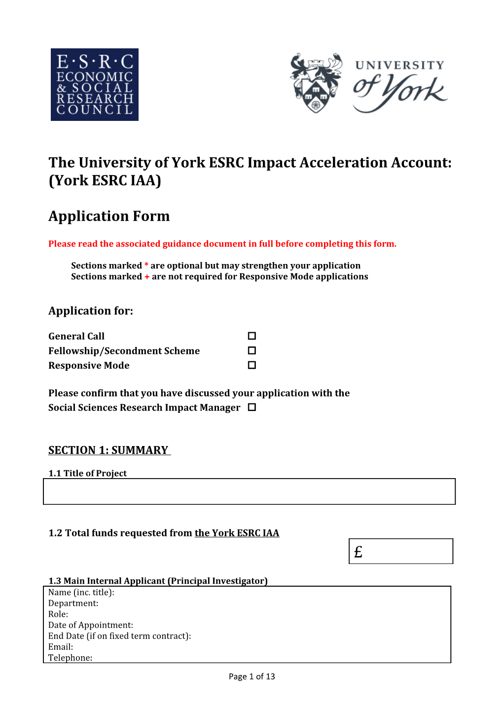 The University of York ESRC Impact Acceleration Account