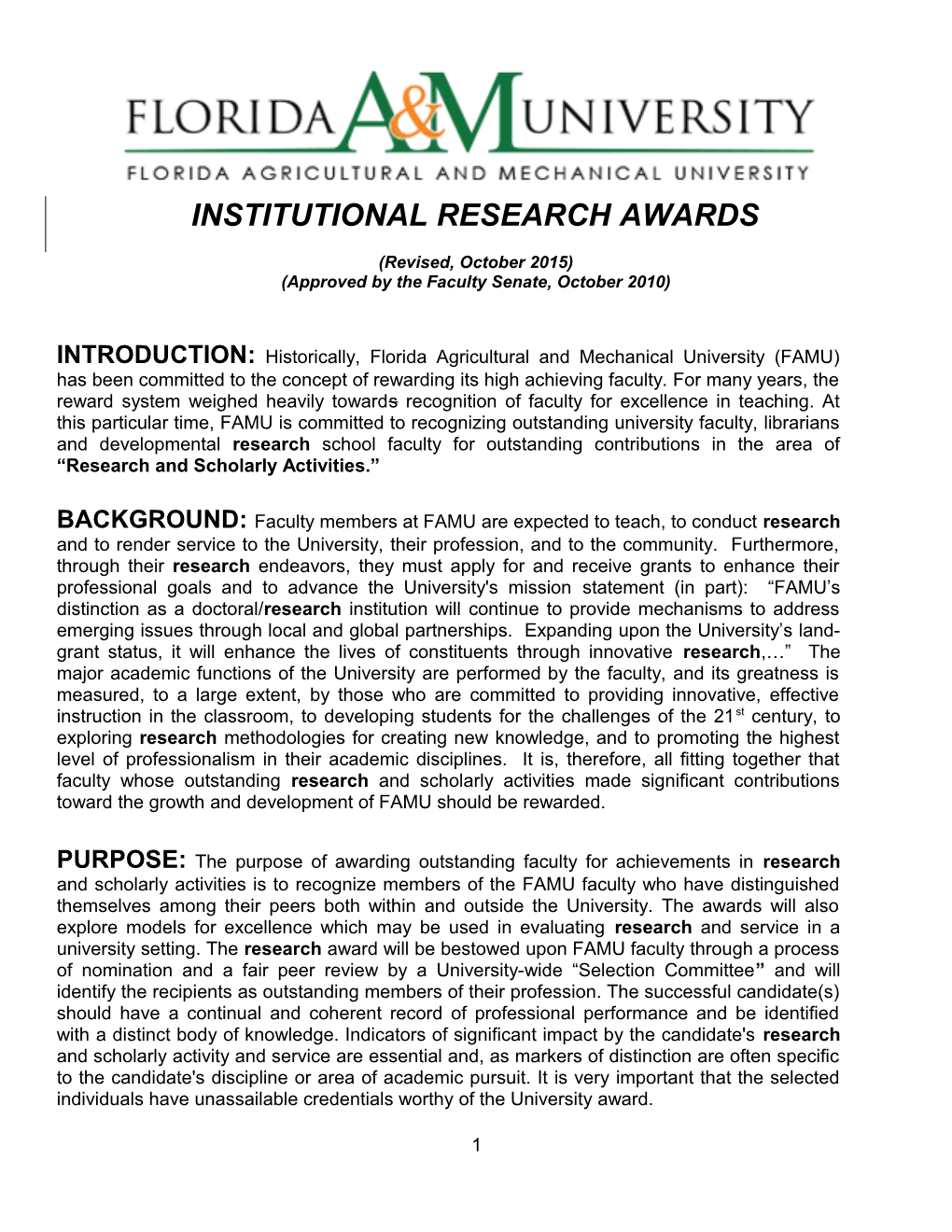 Institutional Research Awards