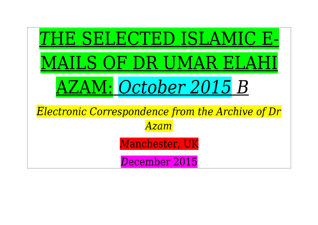 Electronic Correspondence from the Archive of Dr Azam
