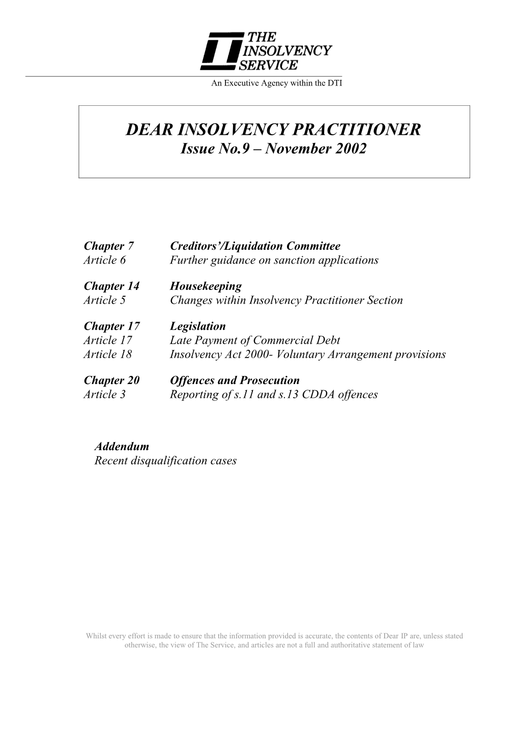 Insolvency Practitioner Section