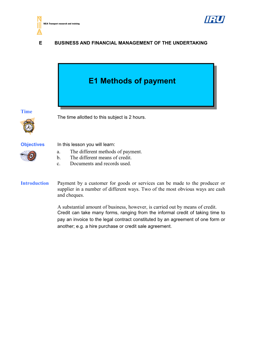 E Business and Financial Management of the Undertaking