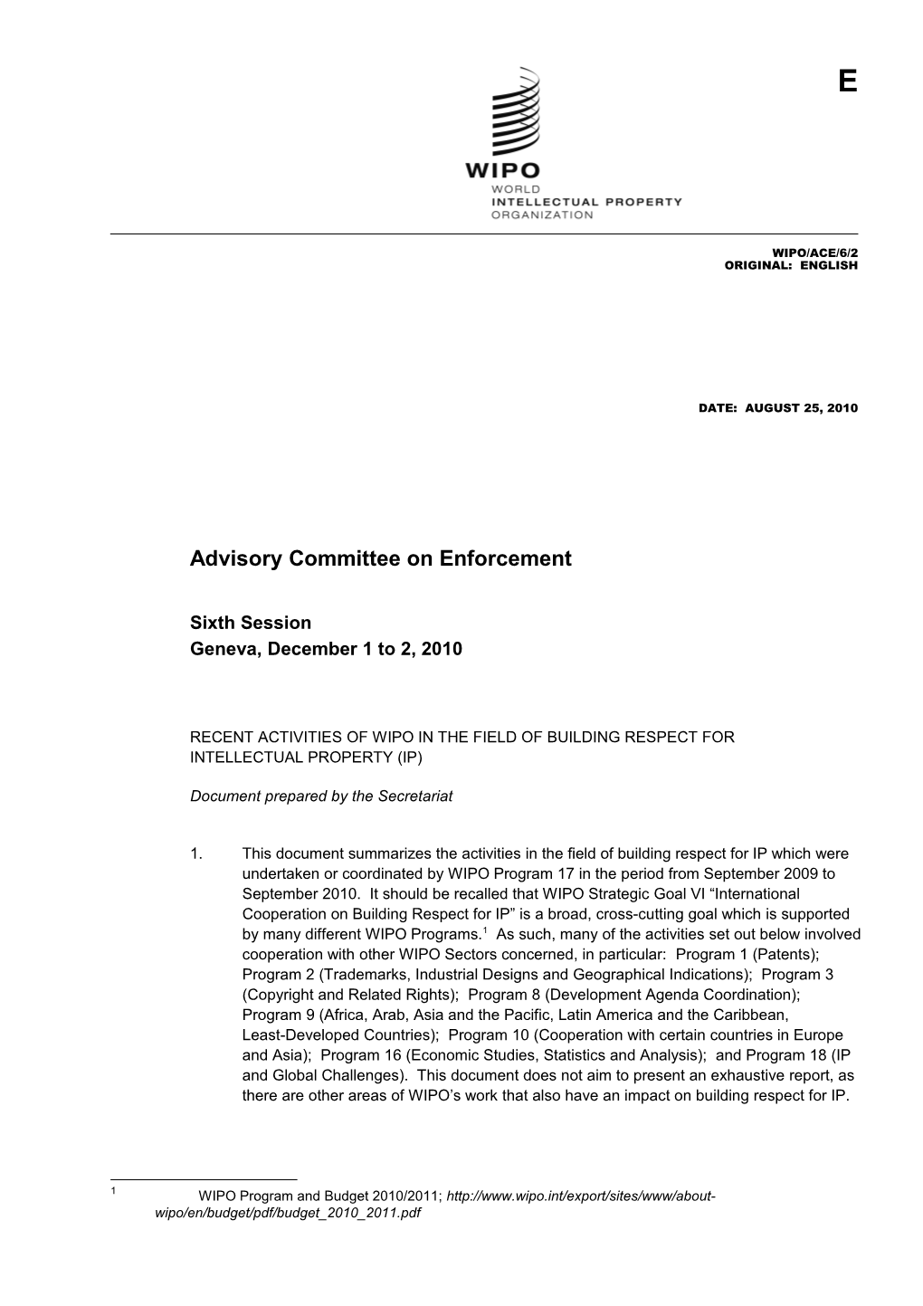 Advisory Committee on Enforcement