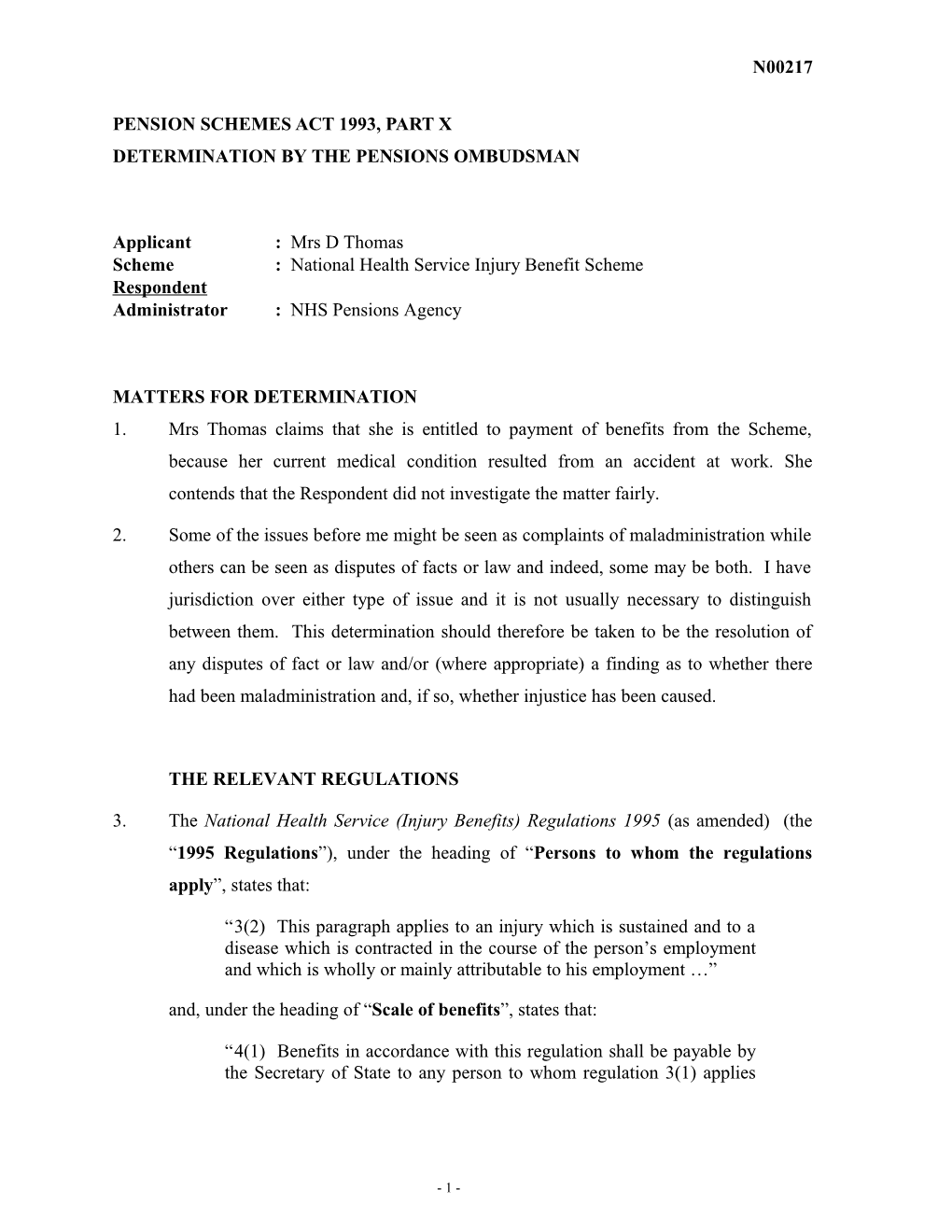 Pension Schemes Act 1993, Part X s105