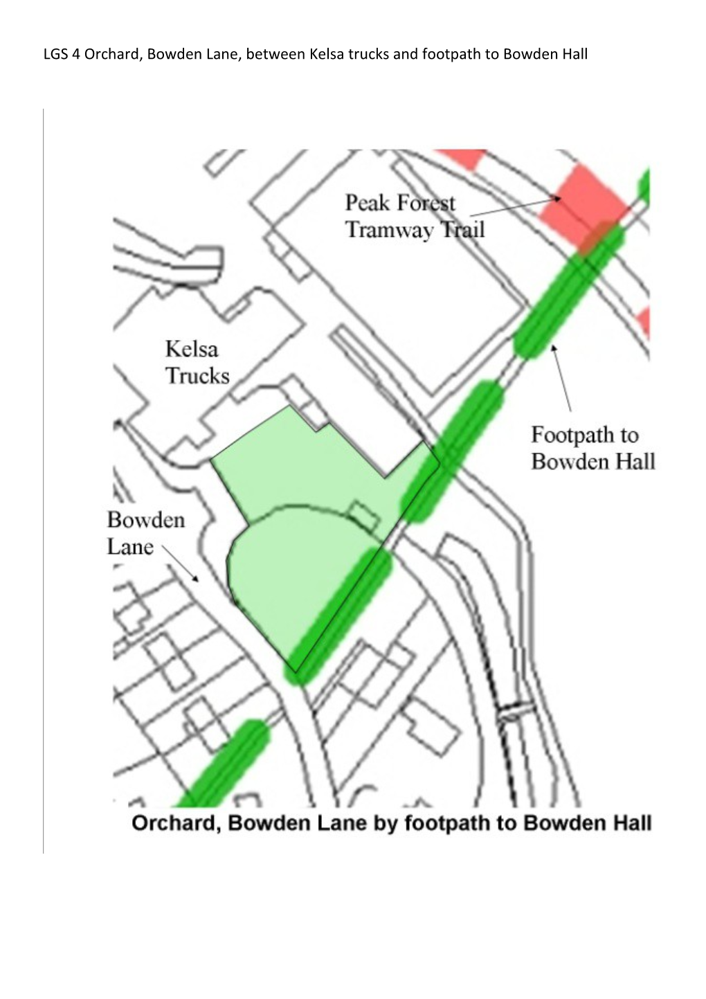 LGS 4 Orchard, Bowden Lane, Between Kelsa Trucks and Footpath to Bowden Hall