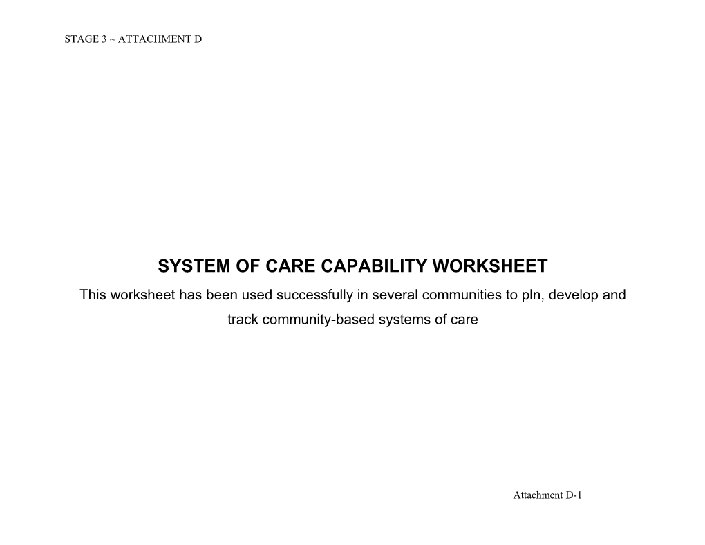 System of Care Capability Worksheet