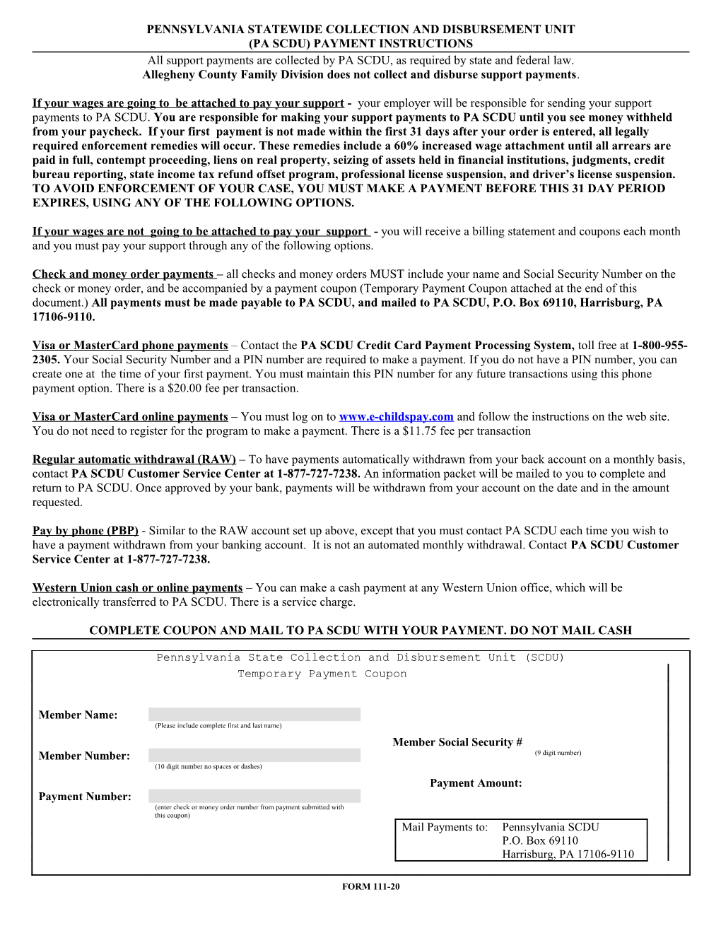 Pennsylvania Statewide Collection and Disbursement Unit