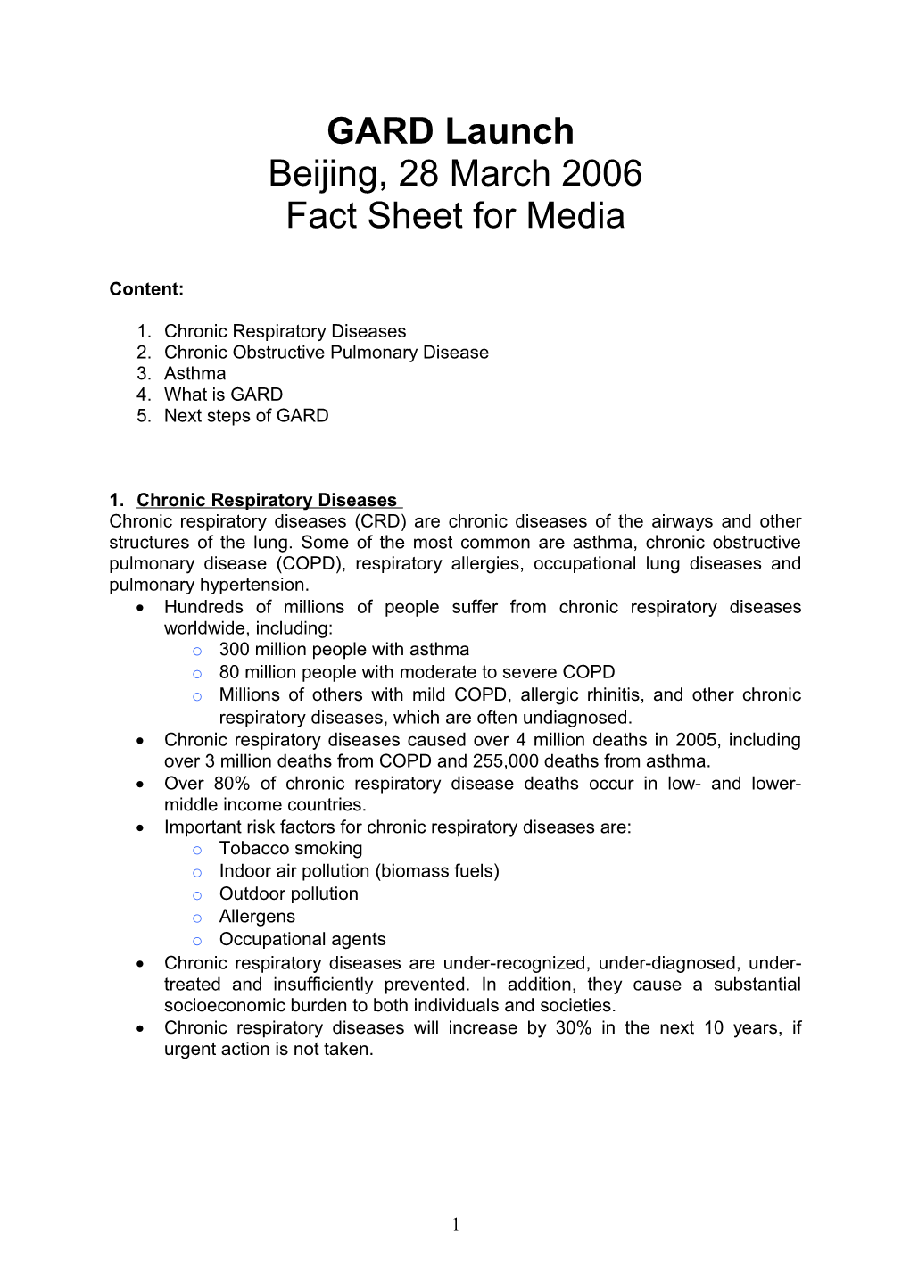 Fact Sheet for Media
