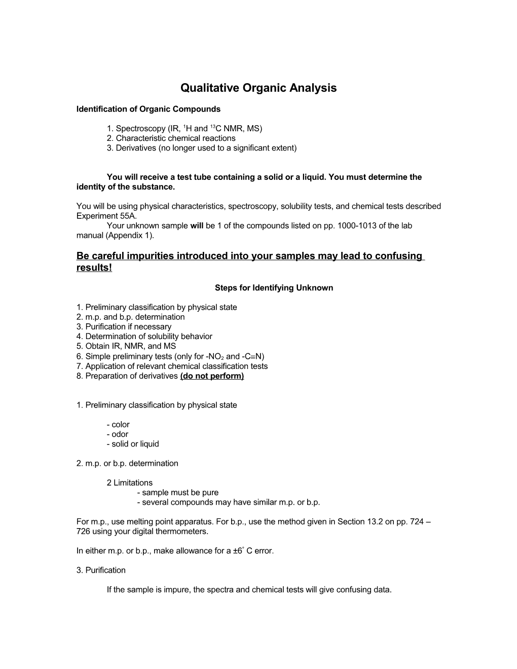 Qualitative Organic Analysis