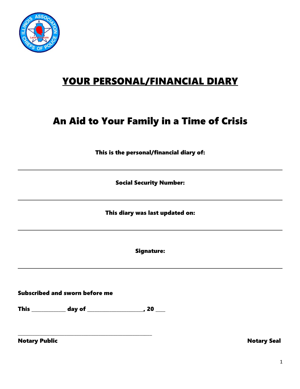 Your Personal/Financial Diary