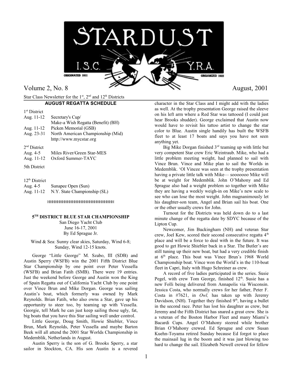 Local Star Class Newsletter