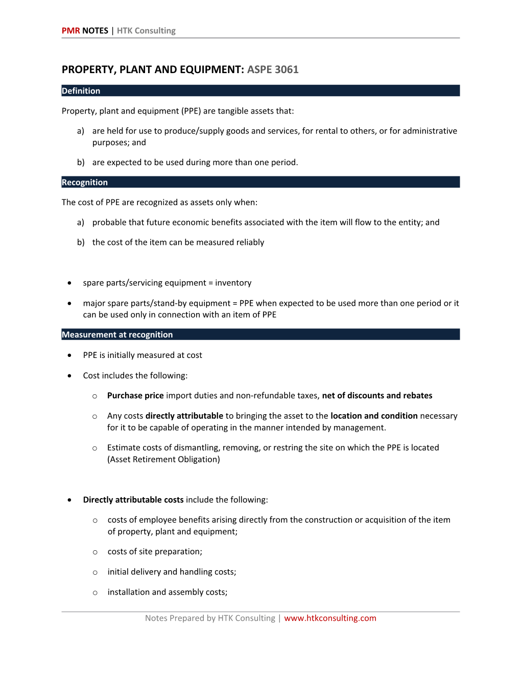 Property, Plant and Equipment: Aspe 3061