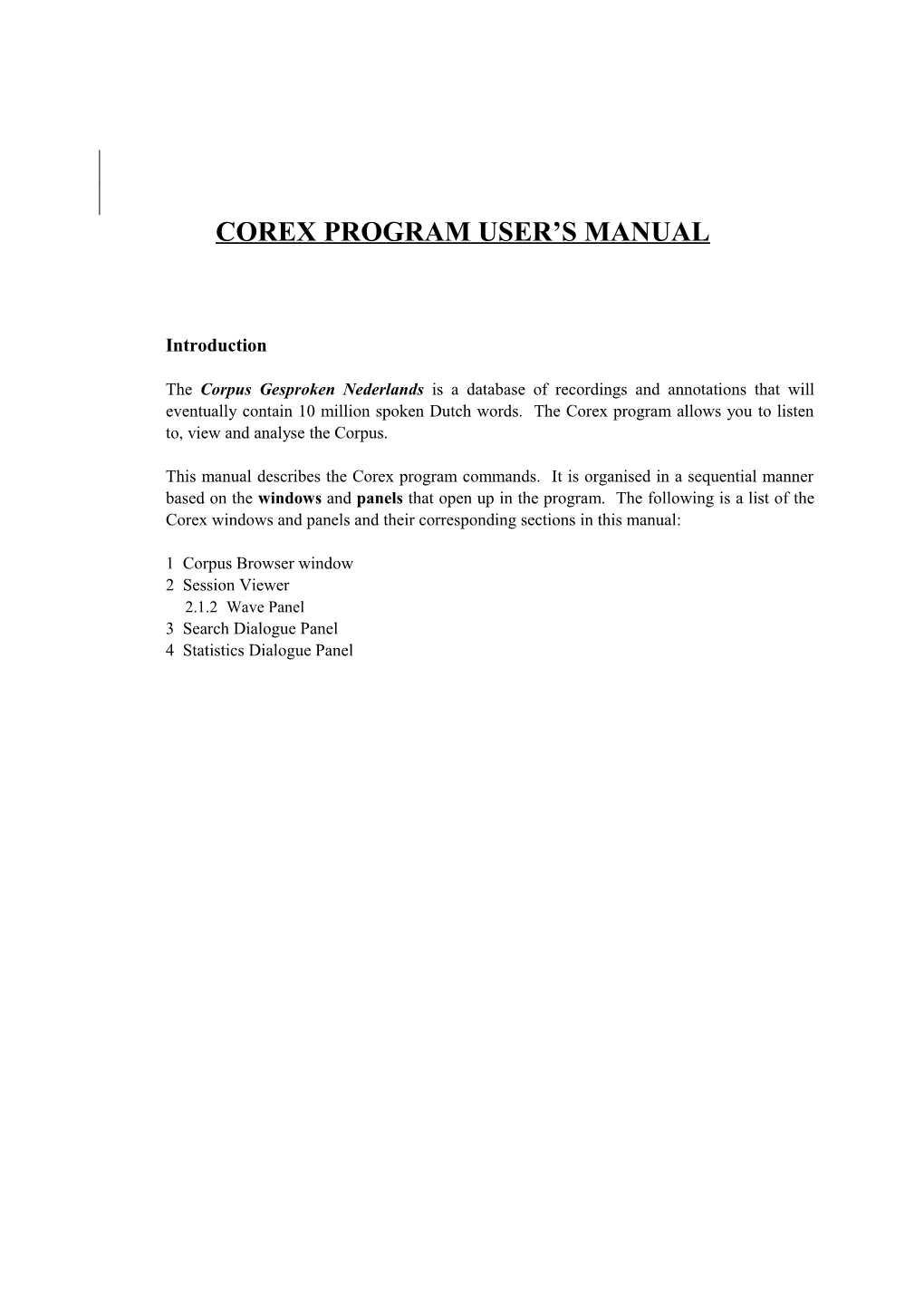 Corex Program User S Manual