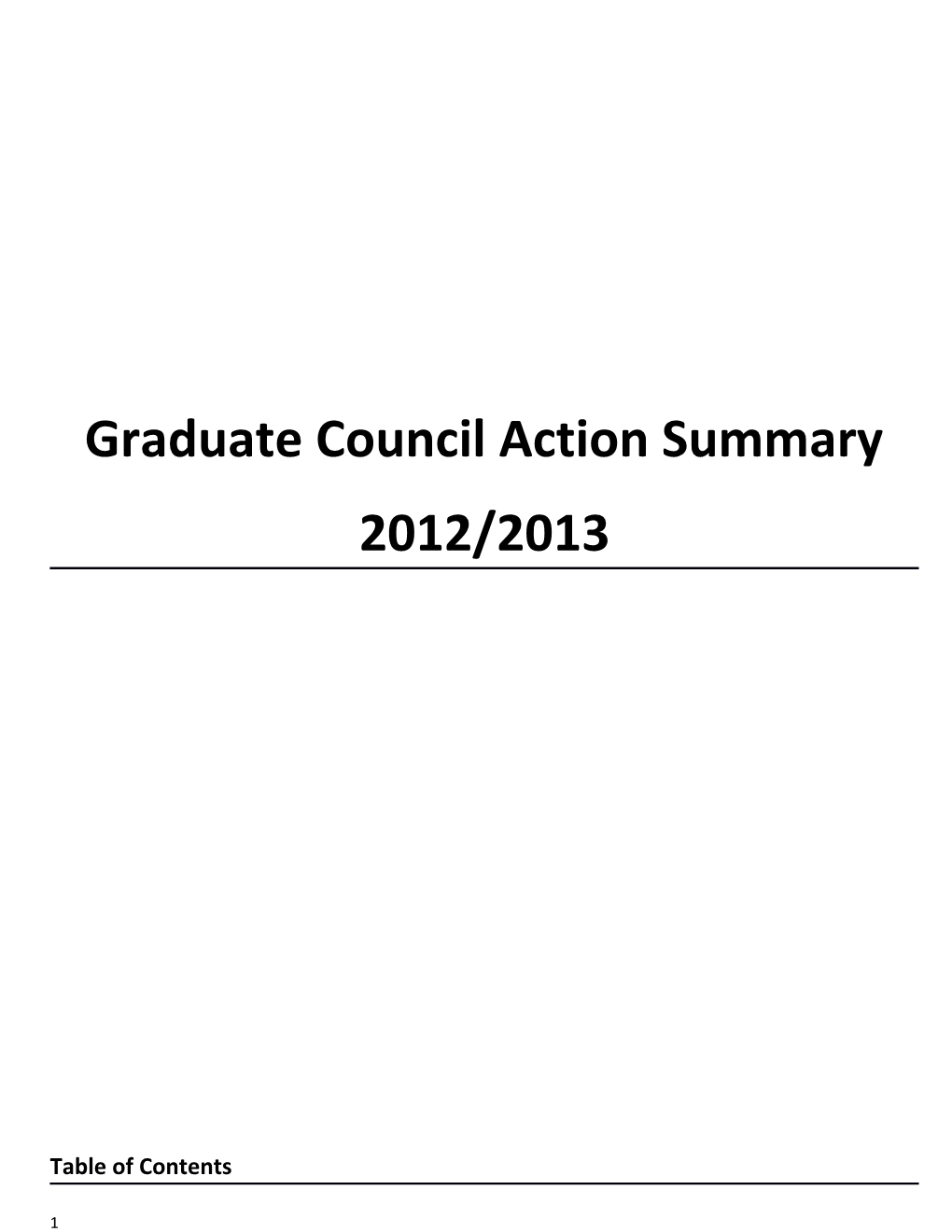 Graduate Council Action Summary