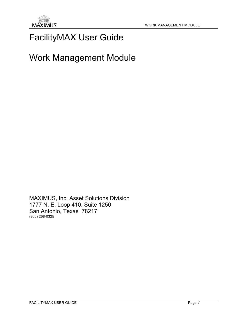 FMAX Work Management Module User Guide