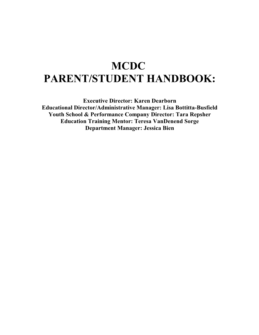 Mcdc Student Handbook