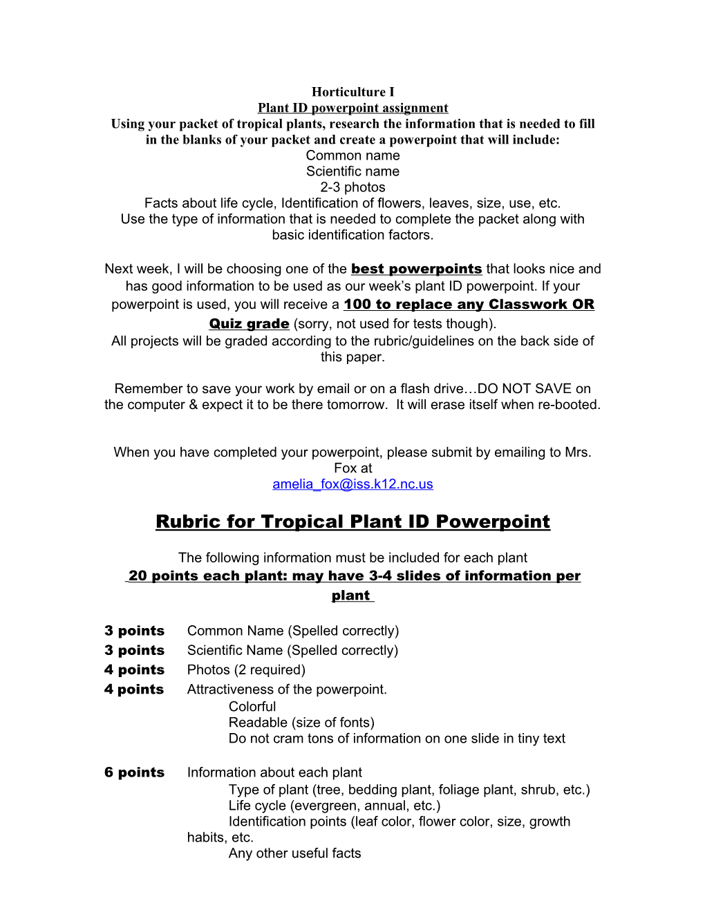 Plant ID Powerpoint Assignment