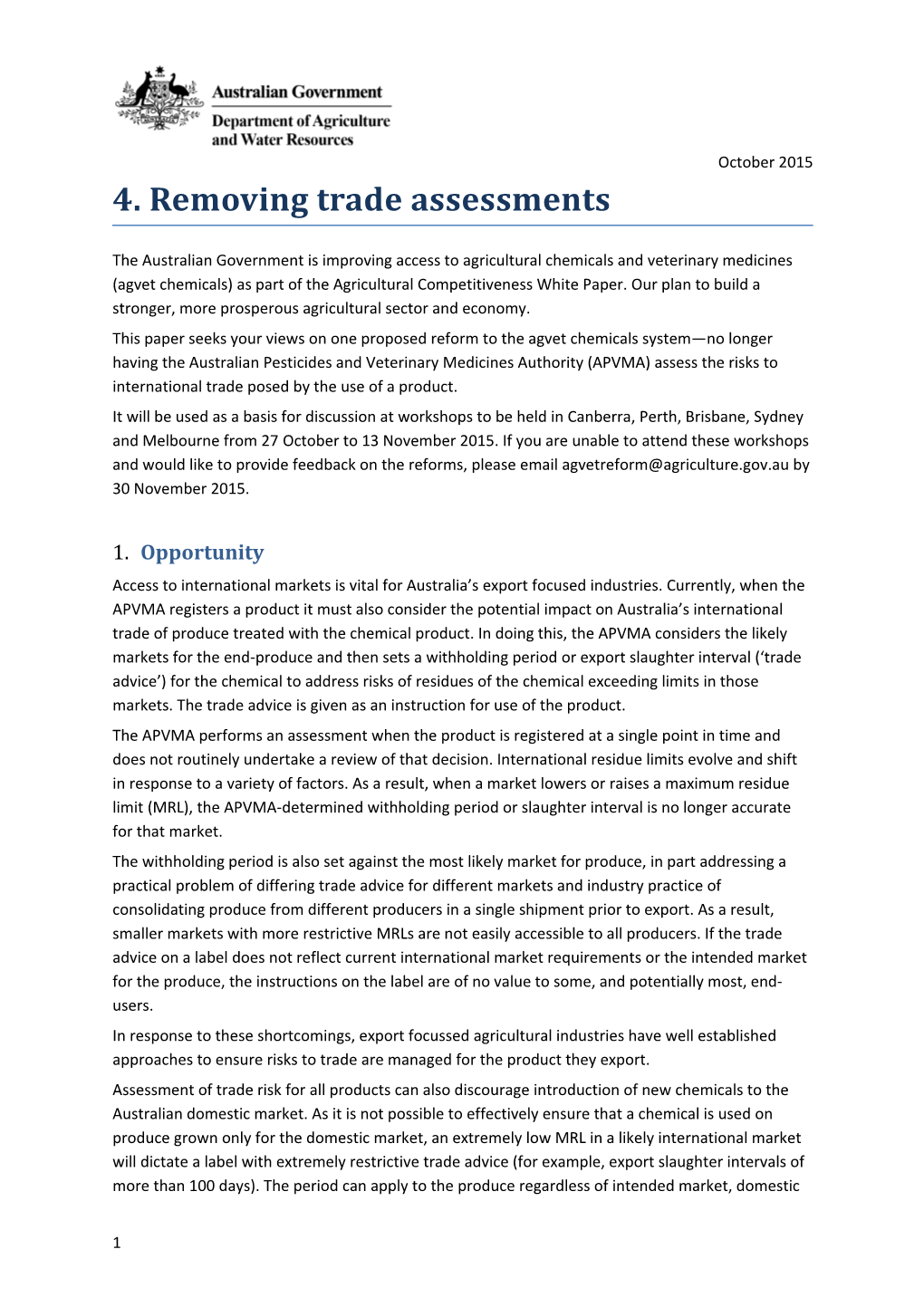 4. Removing Trade Assessments