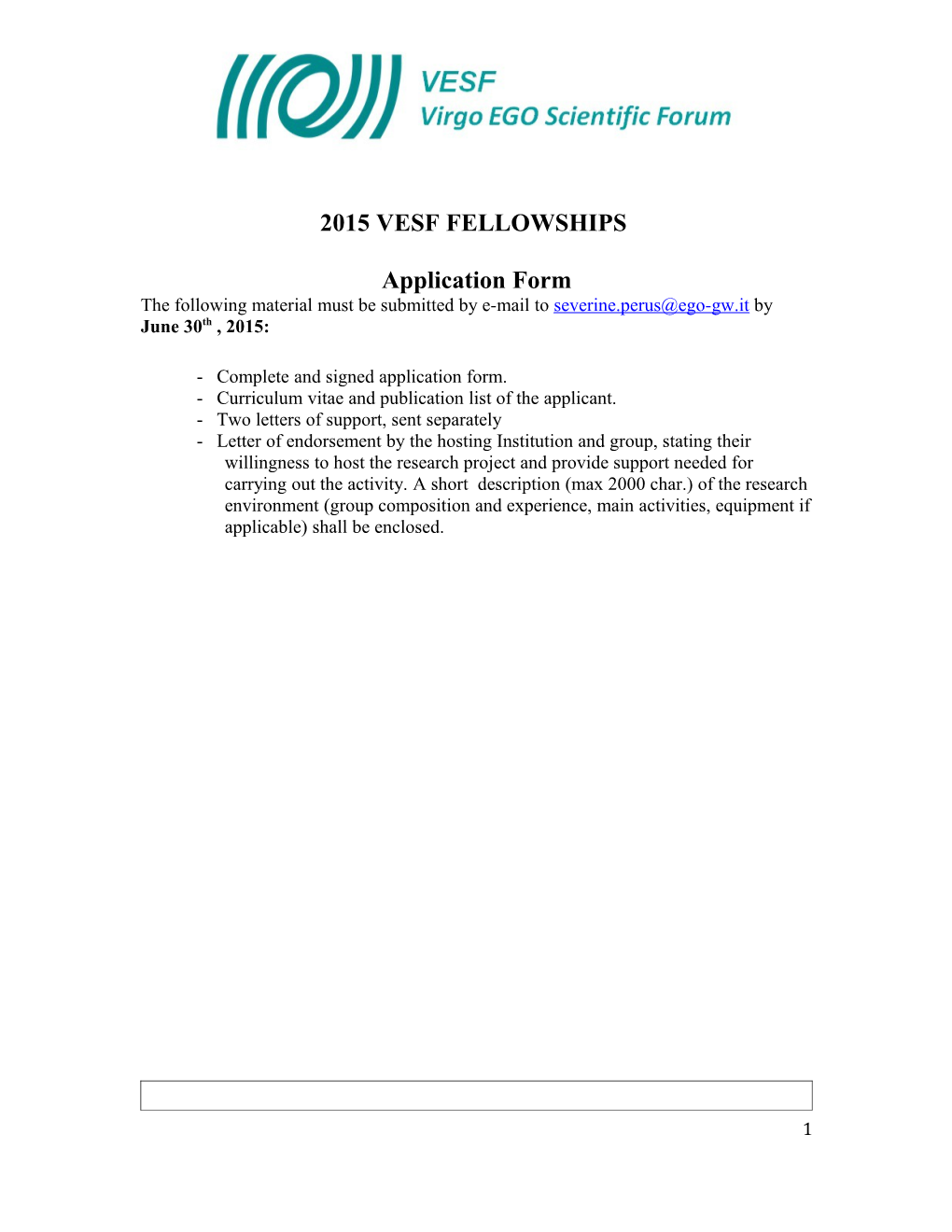 2015 Vesf Fellowships