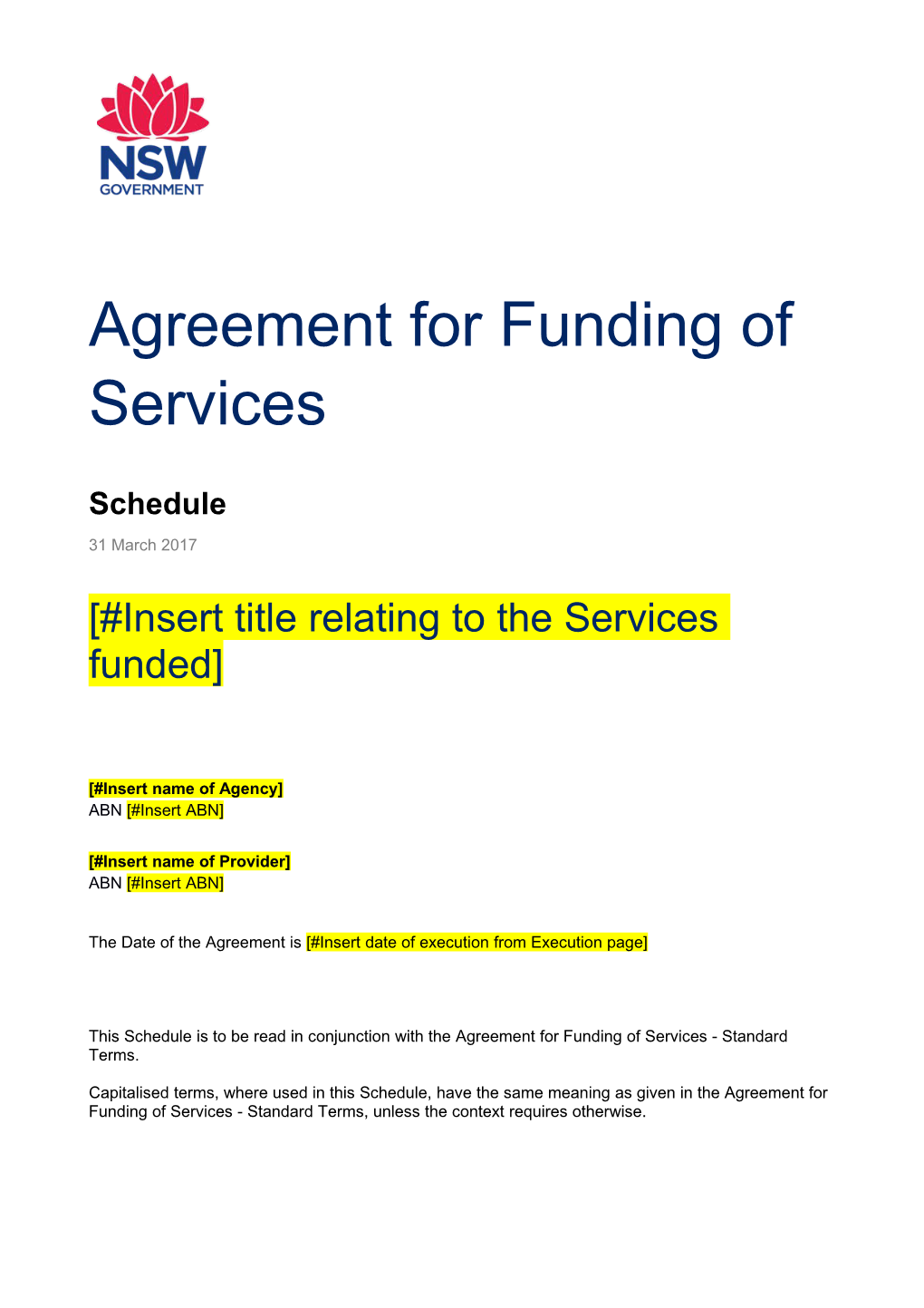 Service Agreement (Part C) Community Mental Health Services