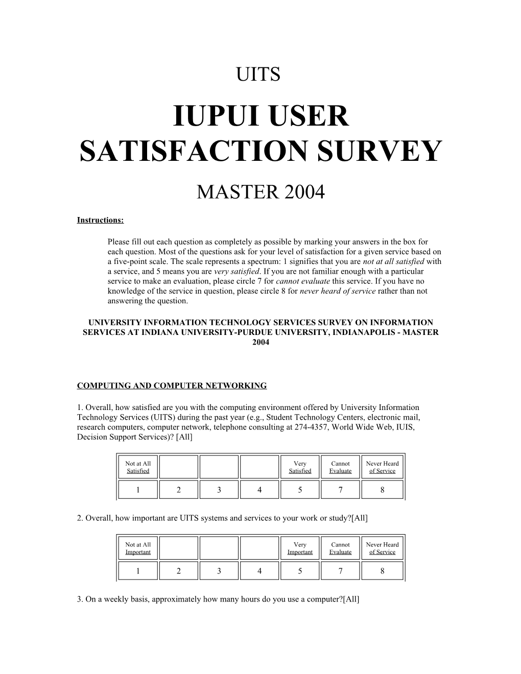 Iupui User Satisfaction Survey